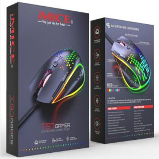 IMICE T97 Ergonomic Wired Gaming Computer Mouse USB Rechargeable 7200DP